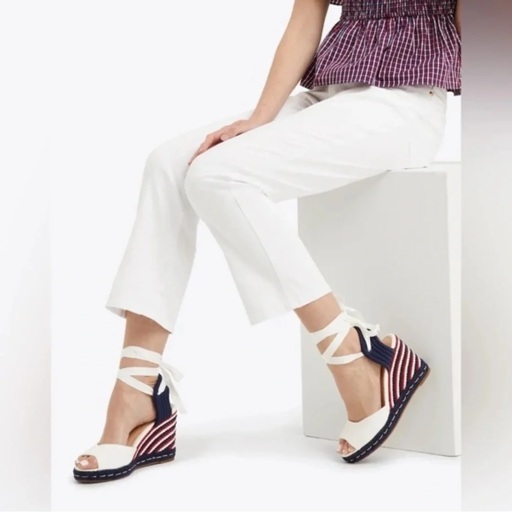 Draper James White/Blue/Red Lace Up Espadrilles Size 10, NWT - Picture 2 of 13